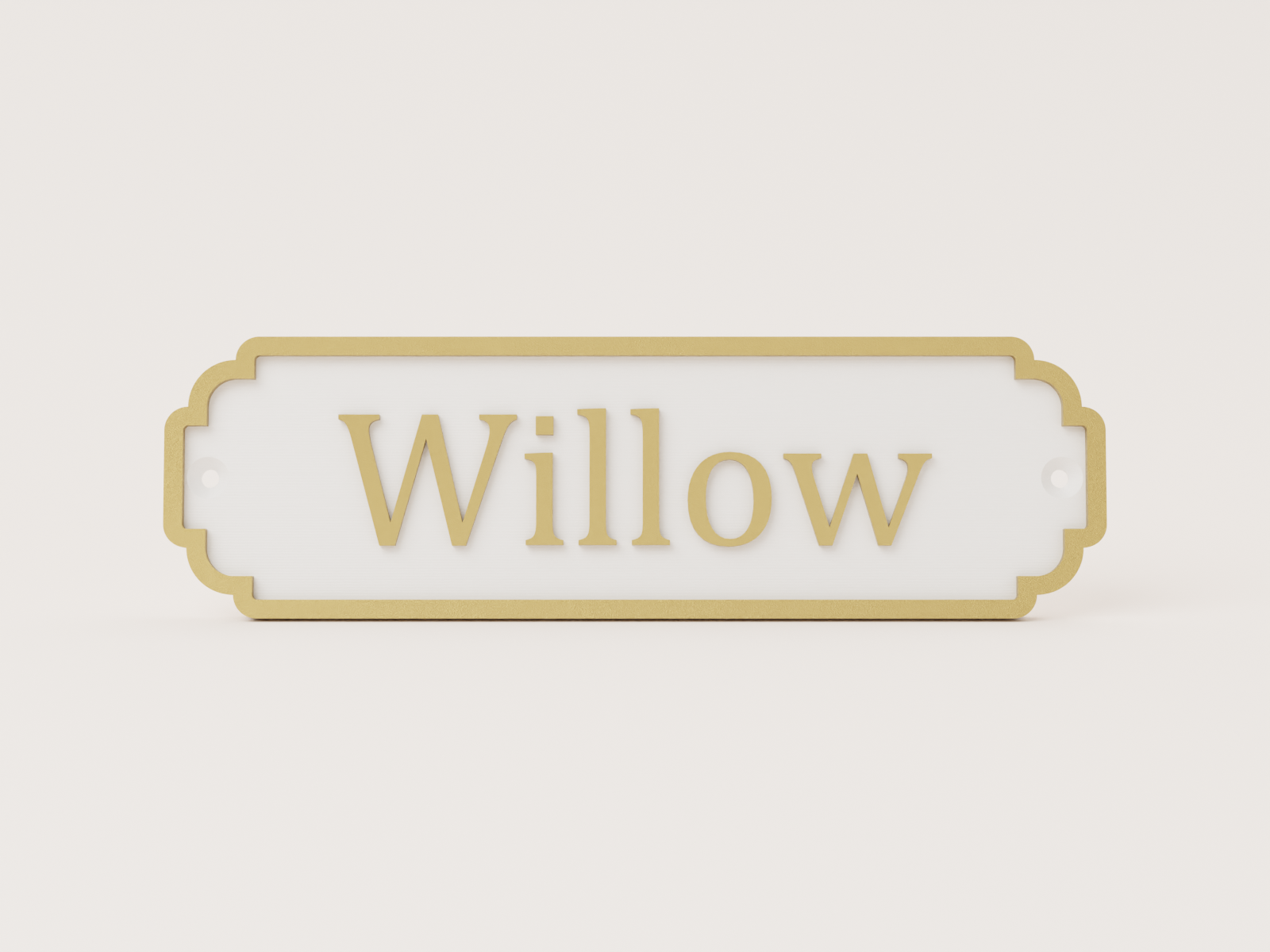 Personalised classic door sign in white and bronze - Willow example