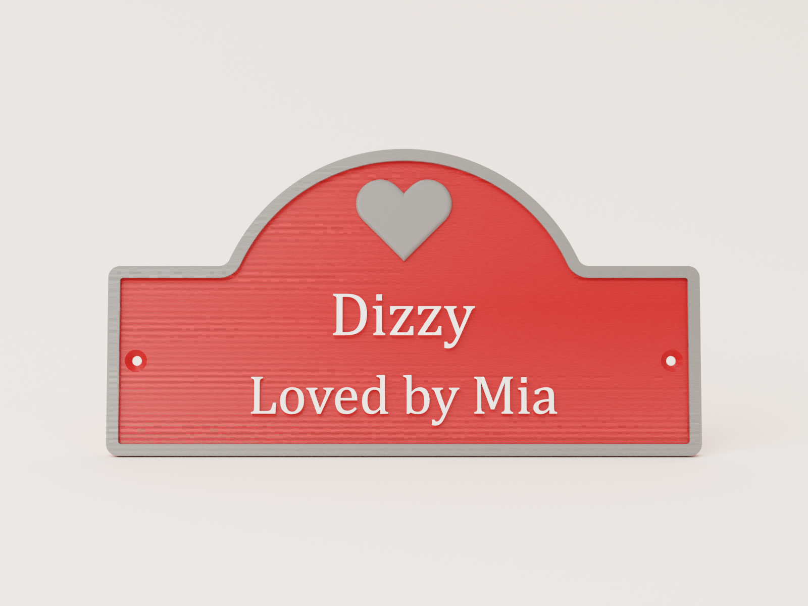 Loved By range stable door name plate in red - Dizzy loved by Mia example