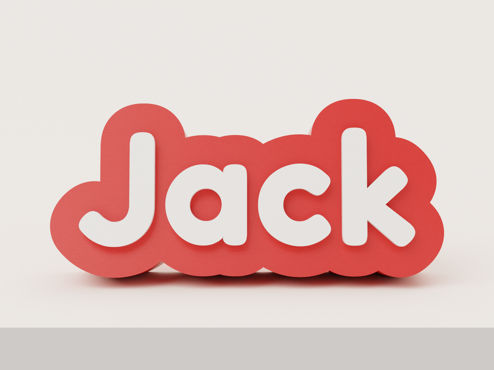 Personalised name pencil topper 3D printed in red and white - Jack example