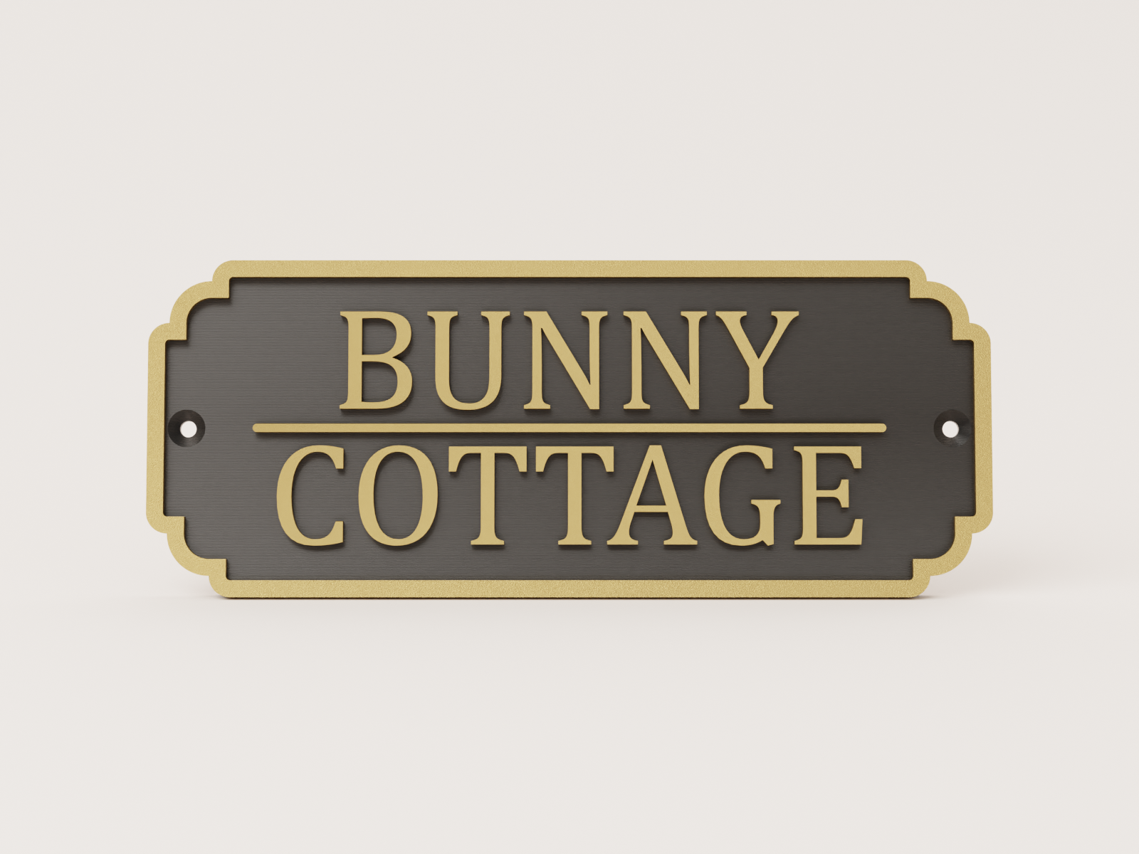 Personalised rabbit hutch door sign in black and bronze - Bunny Cottage example