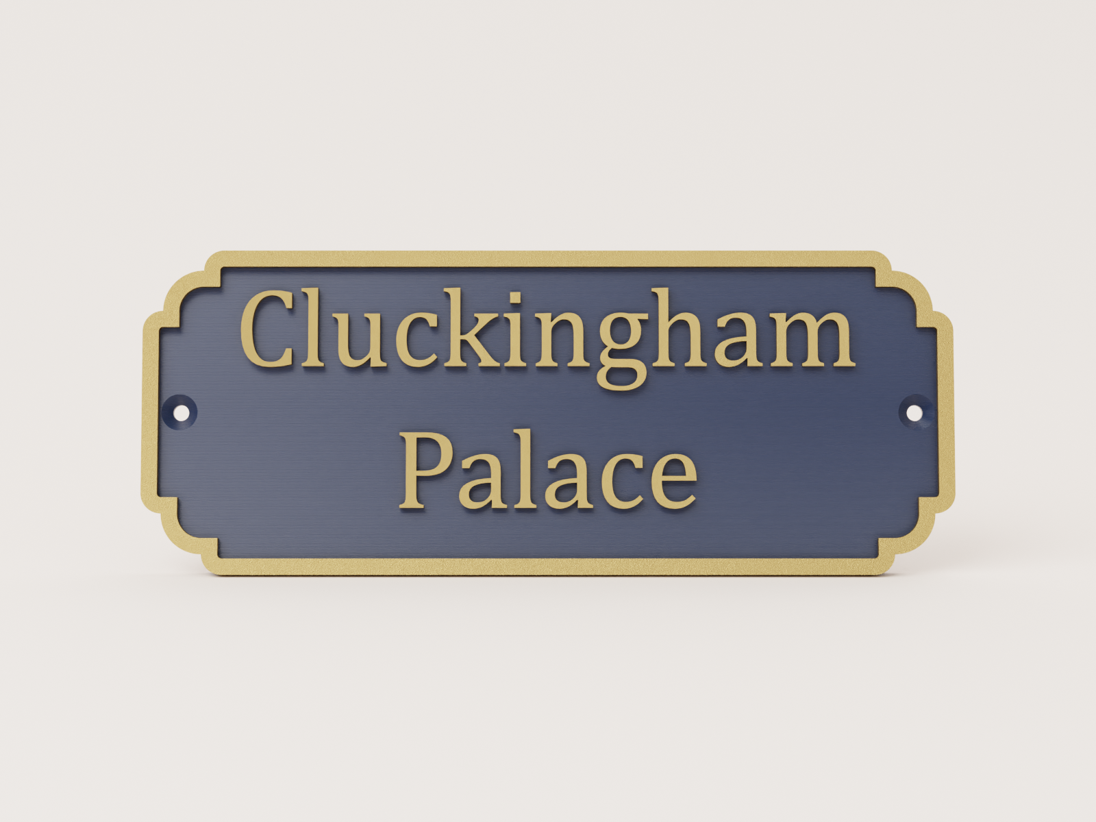 Cluckingham Palace chicken coop sign in matt navy and bronze