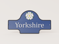 Personalised Yorkshire emblem sign with white rose - 3D printed in dark blue