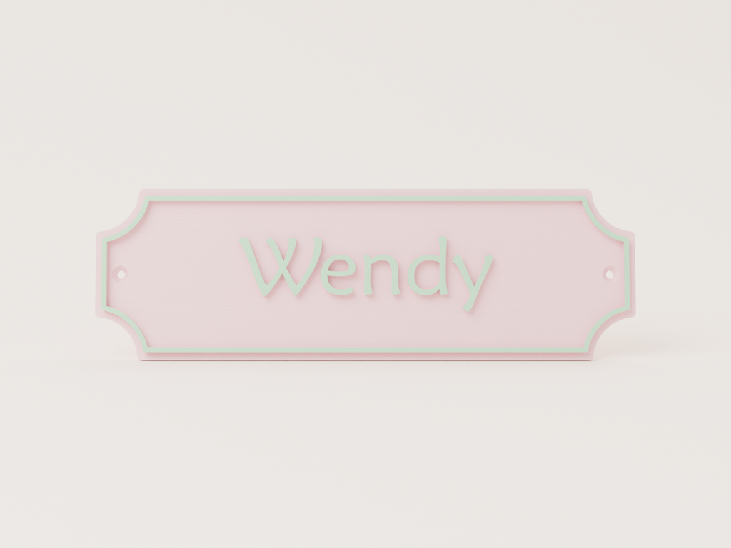 Personalised playhouse sign in pastel pink and pistachio - Wendy example
