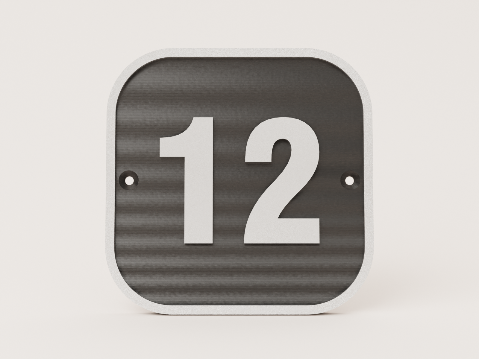 Square house door number sign in black and silver - number 12 example