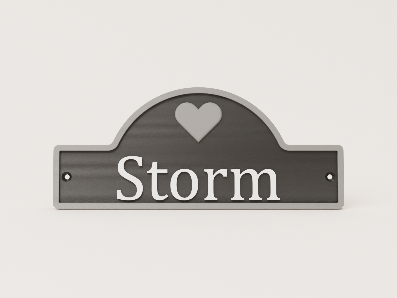 Personalised motif stable door sign with heart - Storm example in black and silver