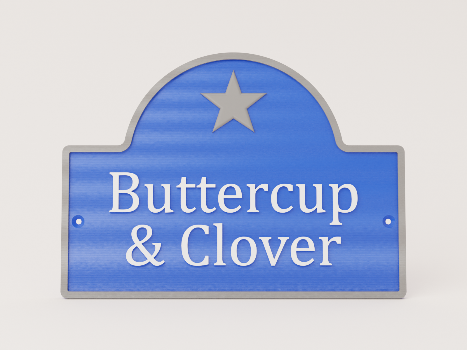 Double motif stable door sign in blue with star - Buttercup and Clover example