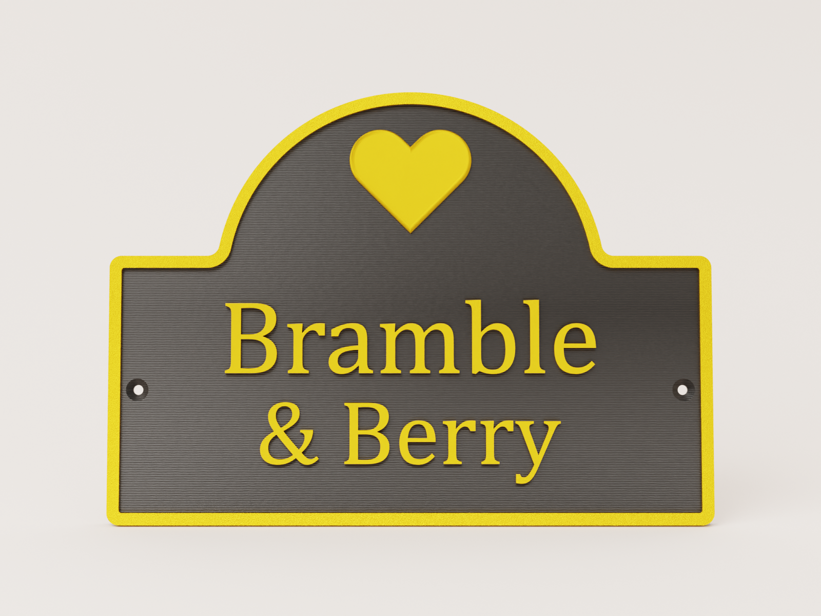 Dual colour double motif stable door sign in black and yellow with heart - Bramble and Berry example
