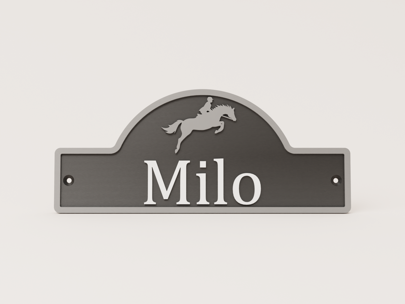 Large personalised motif stable door sign with showjumper - Milo example