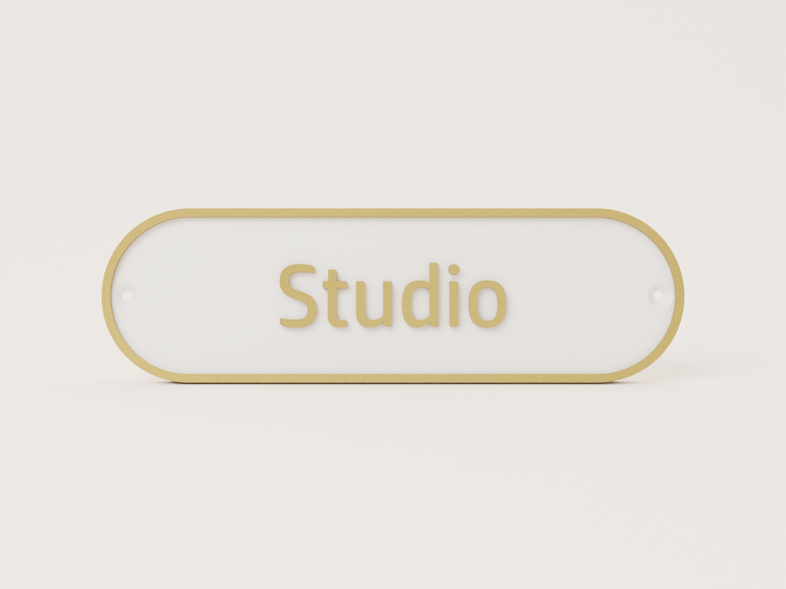 Personalised retro door sign in white and gold - Studio example