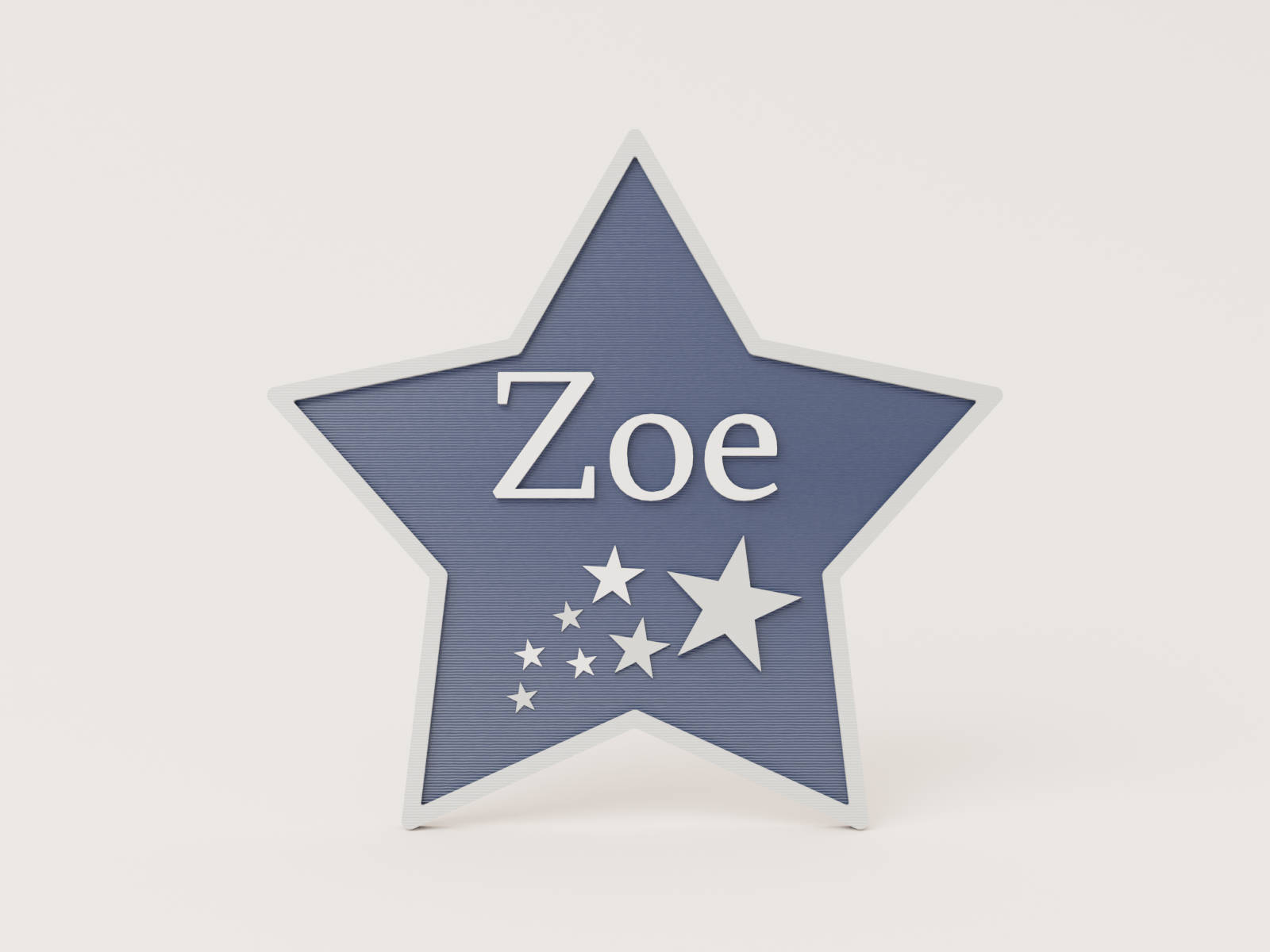 Personalised star bedroom door sign in navy - Zoe example