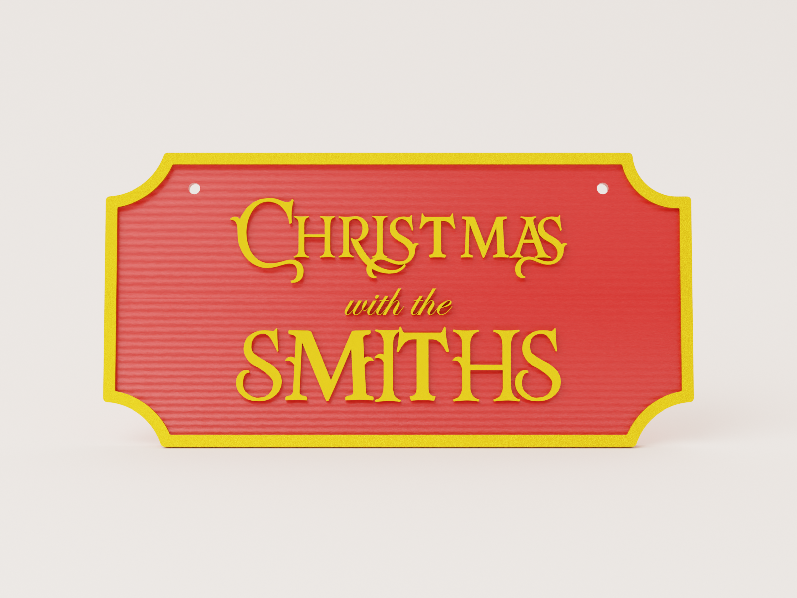 Personalised Christmas family sign in red and gold - Christmas with the Smiths example