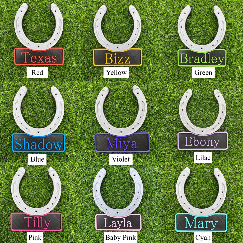 Nine lettering colours for the tri colour name plate including red, yellow, green, blue, violet and lilac