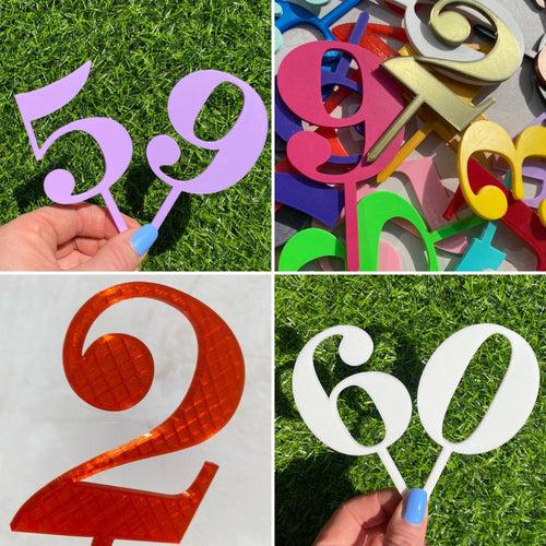 Personalised cake topper number in pastel pink