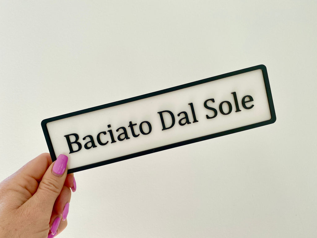 Personalised contemporary door sign in white and black