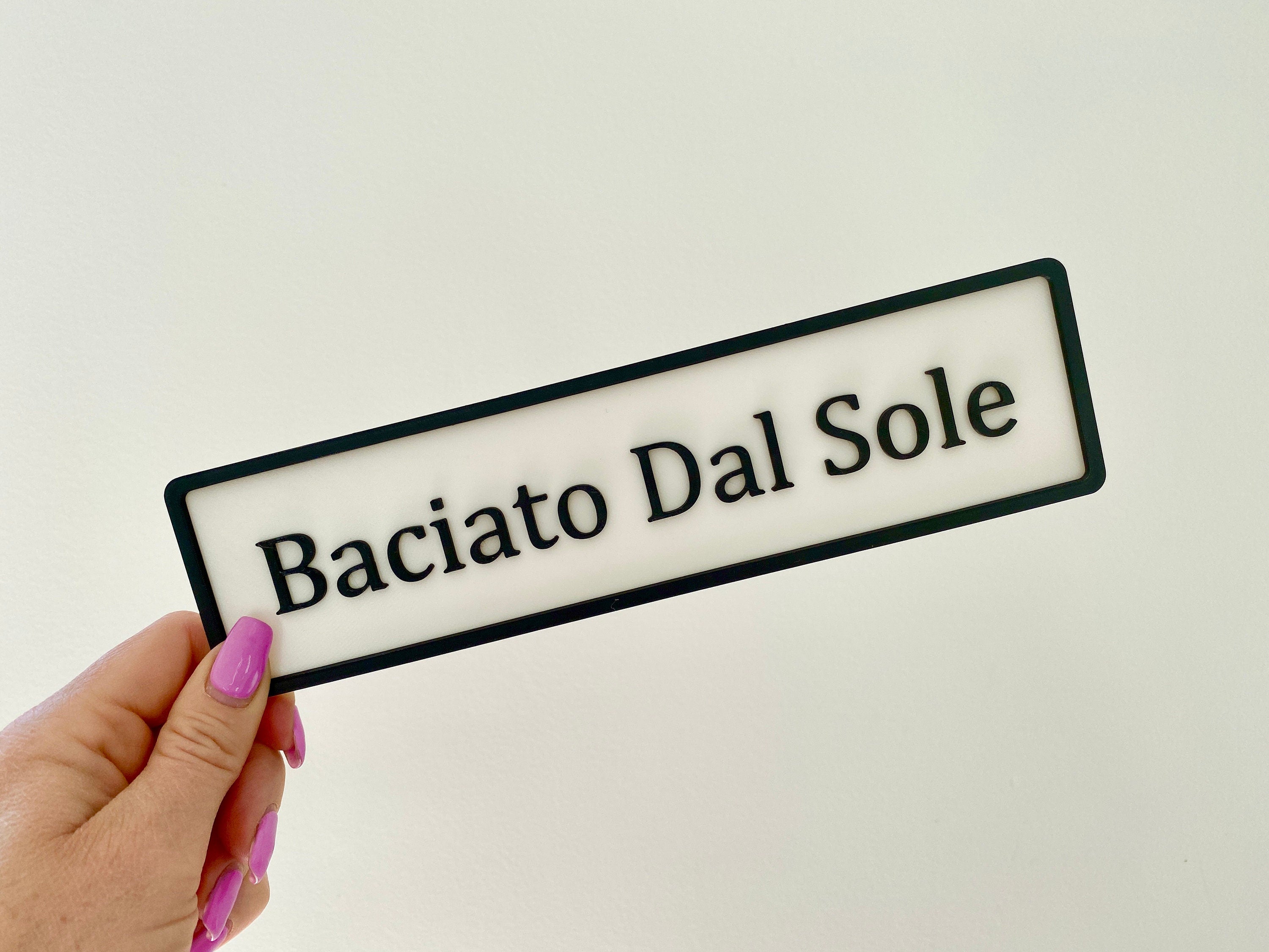 Personalised contemporary door sign in white and black
