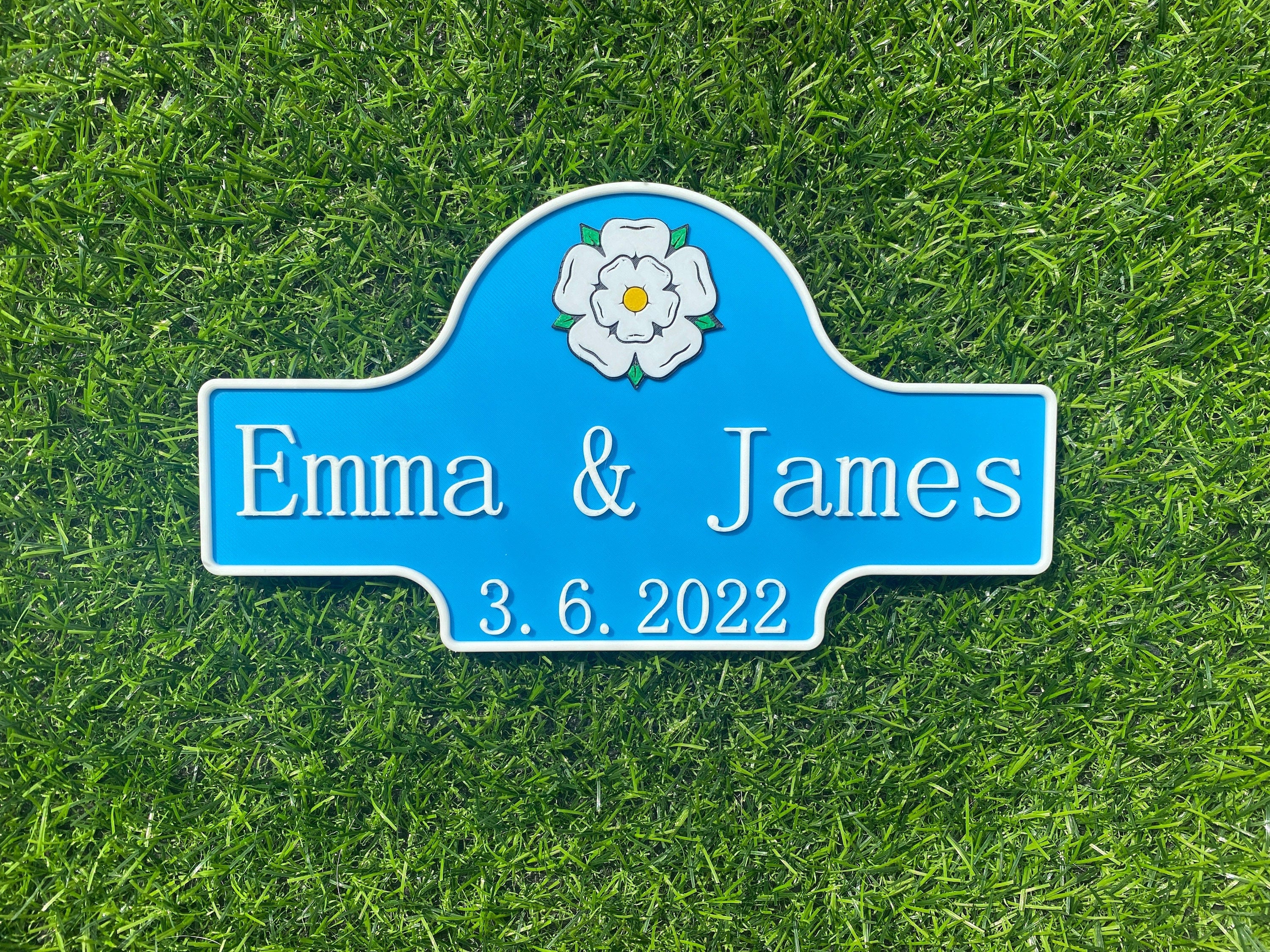 Personalised Yorkshire emblem sign in dark blue