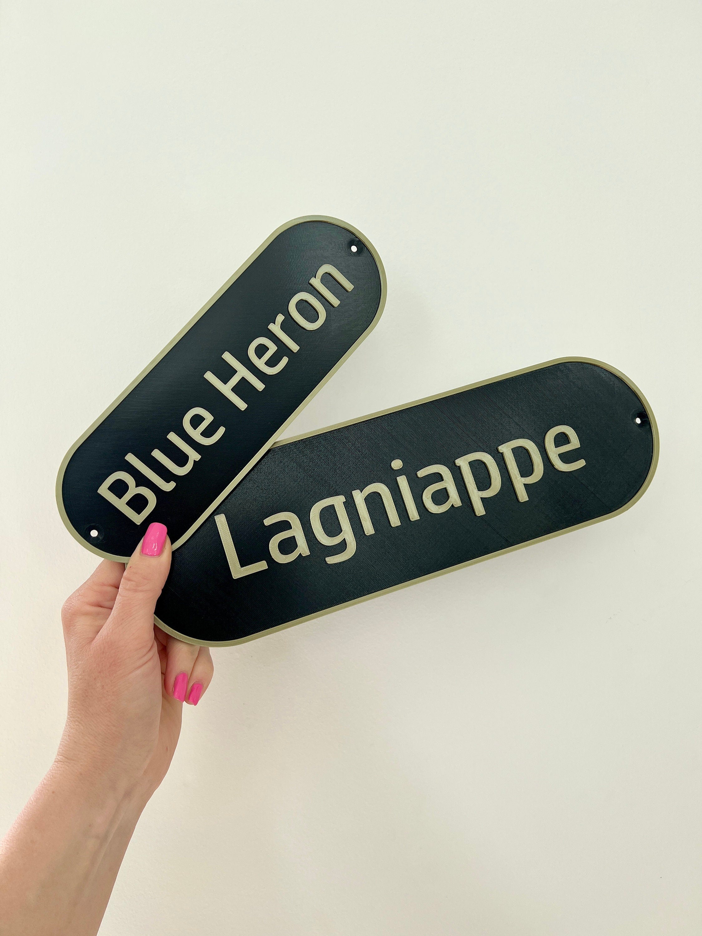 Personalised retro door sign in white and black