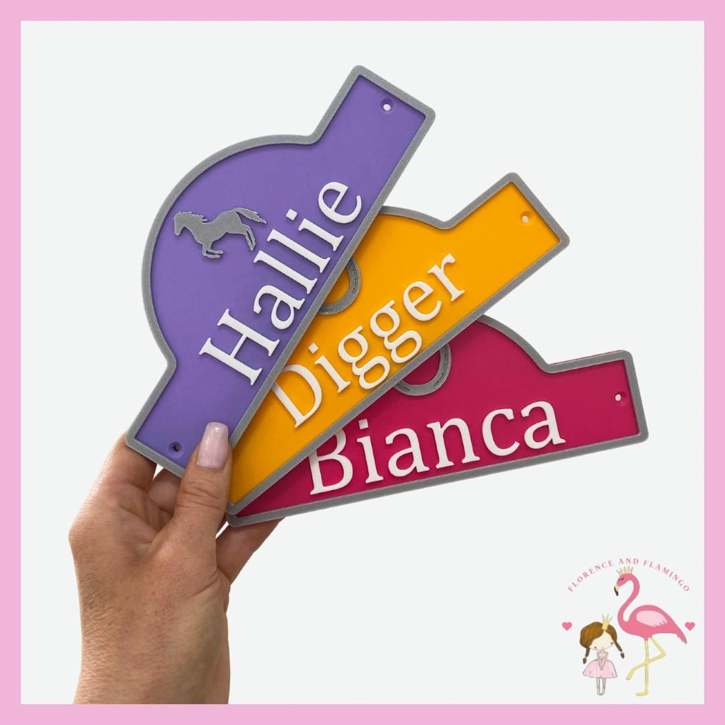 Personalised motif sign - stable door name plate with heart motif