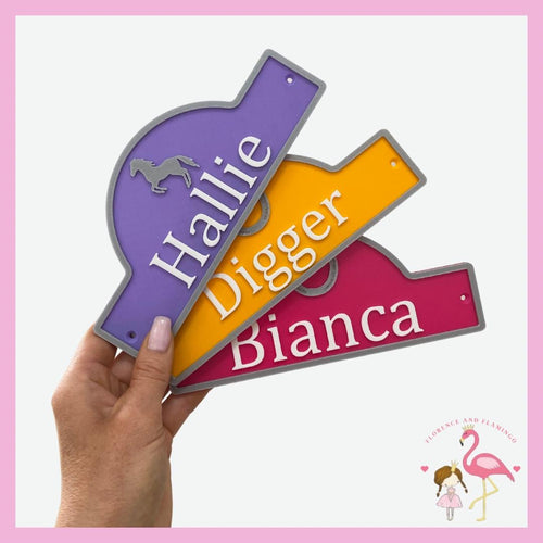 Personalised motif sign - stable door name plate with heart motif