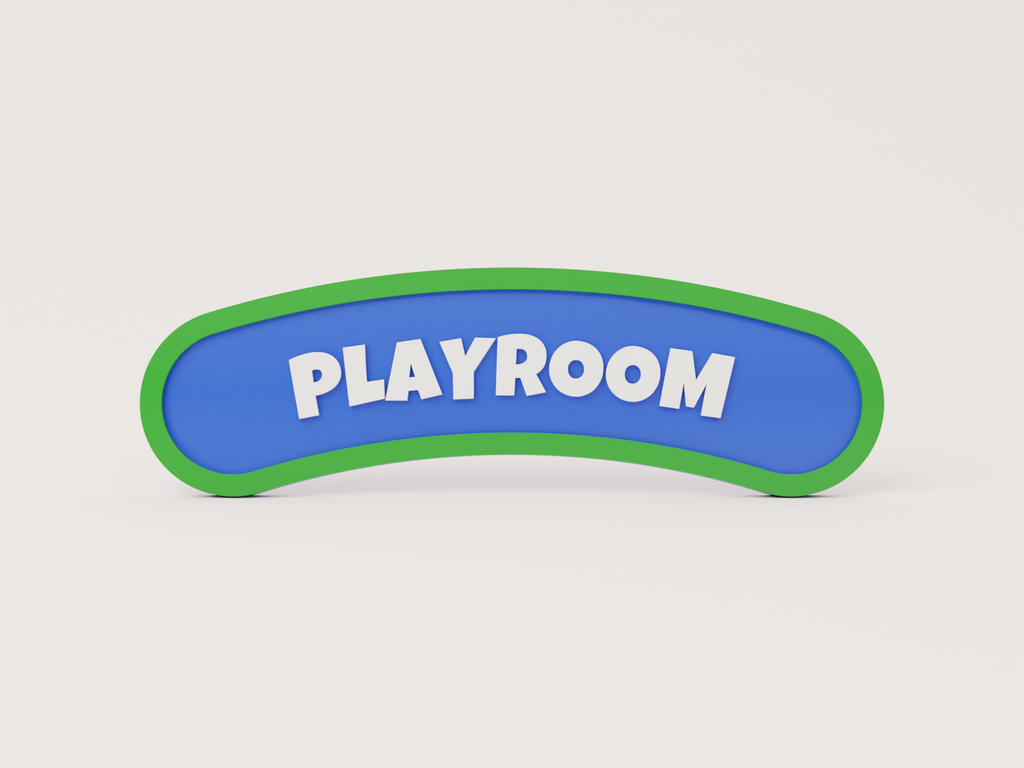 Personalised kids' bedroom door sign in green with green lettering on a white plate