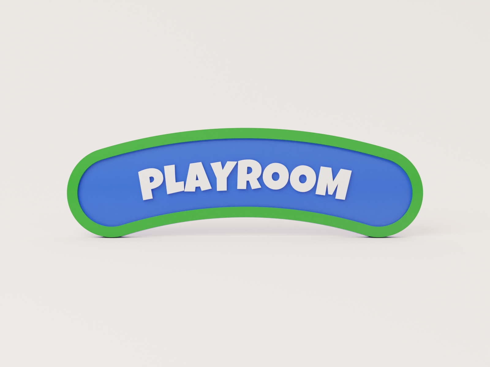 Personalised kids' bedroom door sign in green with green lettering on a white plate