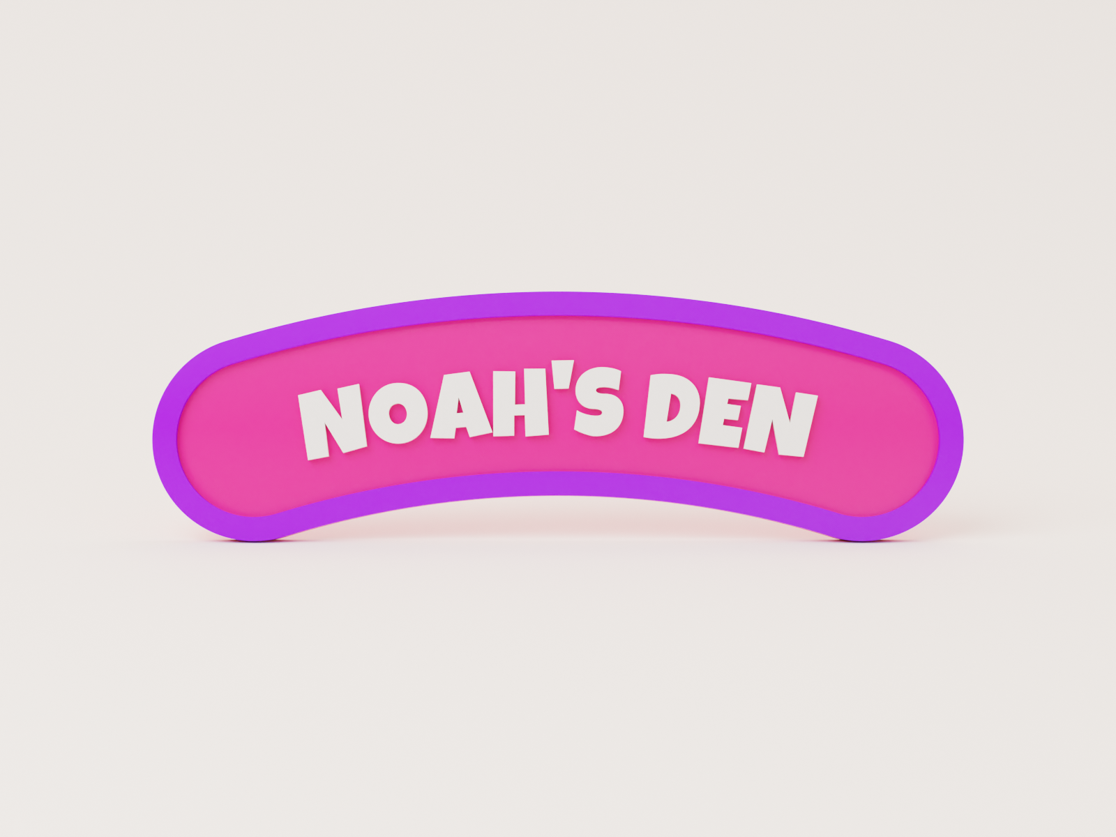 Personalised kids' bedroom door sign in violet with violet lettering on a white plate